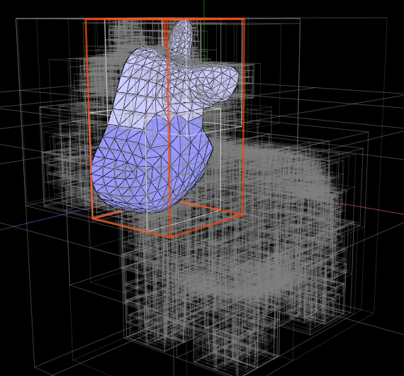 Bounding volume hierarchy (BVH) visualization.